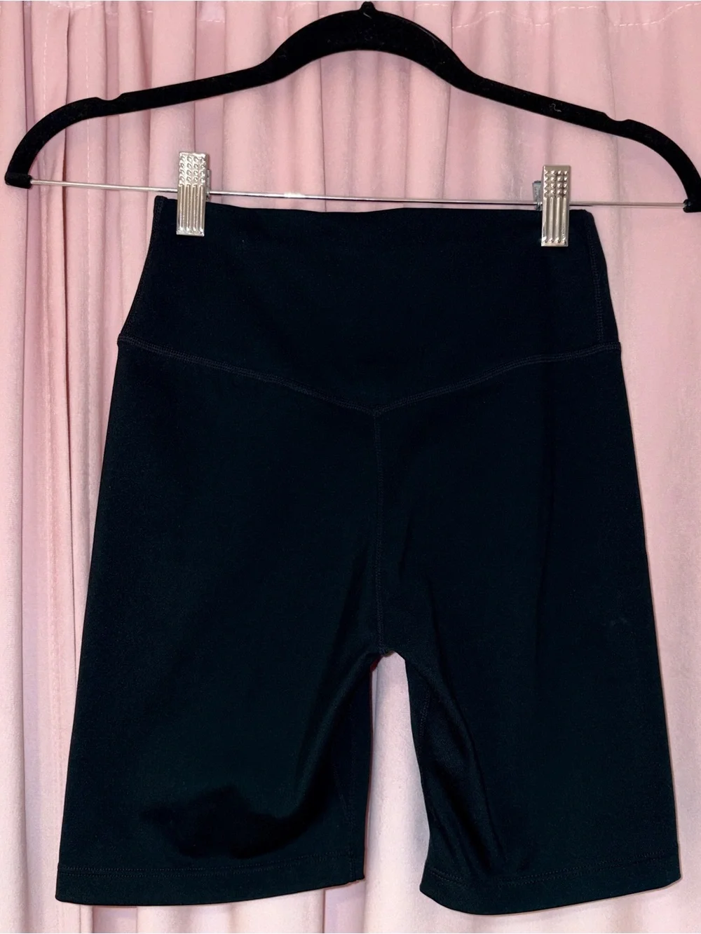 Nike Black Mid-Rise Bike Shorts with White Swoosh